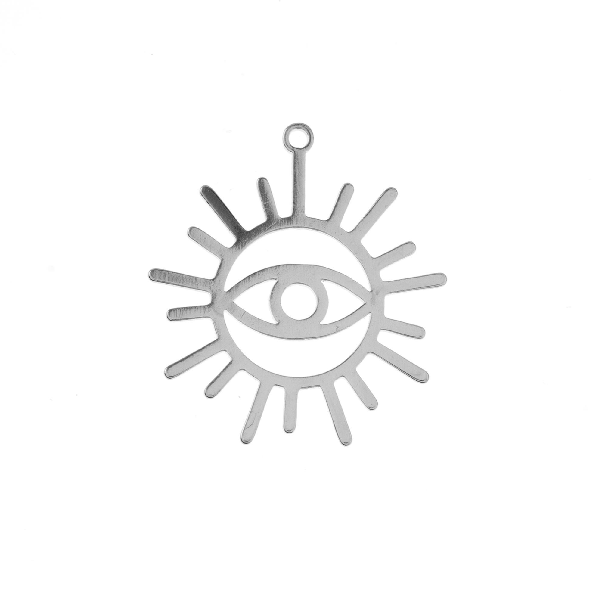 John Bead Silver Eye in Sun Pendants, 3ct.